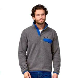 PATAGONIA Men's Synchilla® Snap-T® Fleece Pullover, gray and blue
